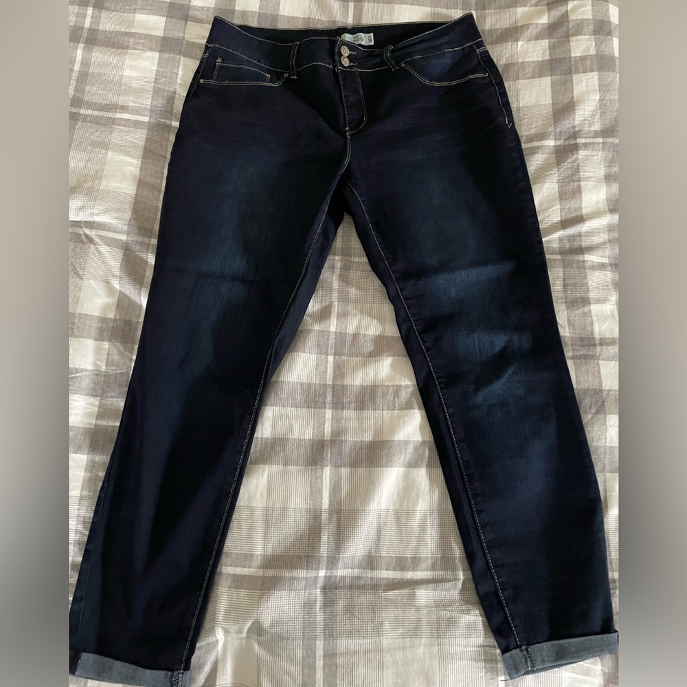 Royalty for me size 14 Jeans Skinny dark denim cuffed ankle look